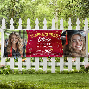 GeckoCustom Custom Photo We're Proud To Be Your Family Personalized Banner - Graduation Decor Gift HA75 891908 39 x 18 Inch / Vinyl Fabric