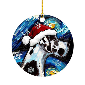 GeckoCustom Cute Dog Cat with Hat Christmas Tree Ornament