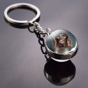 GeckoCustom Cute Dog Double Side Glass Ball Keychain As show 8