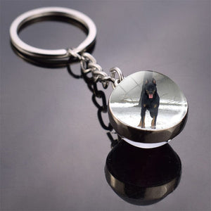 GeckoCustom Cute Dog Double Side Glass Ball Keychain As show 24