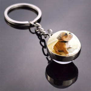 GeckoCustom Cute Dog Double Side Glass Ball Keychain As show 16