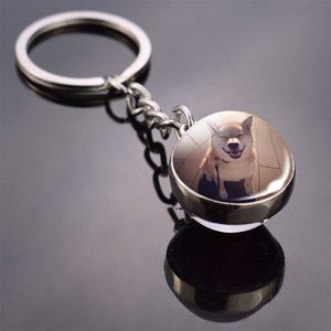 GeckoCustom Cute Dog Double Side Glass Ball Keychain