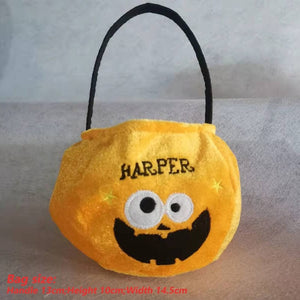 GeckoCustom Cute Halloween Portable Pumpkin Bag Trick Or Treat Kids Candy Bag as shows 5