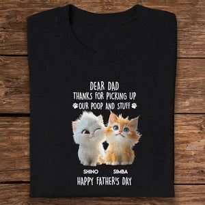 GeckoCustom Dad, Mom Thanks For Picking Up Our Poop And Stuff Personalized Dark Shirt Cat Lover Gifts CH07 895248