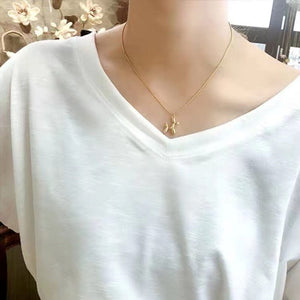 GeckoCustom DIEYURO 316L Stainless Steel Cute Style Balloon Dog Golden Pendant Necklace Sweet Funny Clavicle Chain Unique Girl Birthday Gift