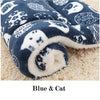 GeckoCustom Dog Bed Thickened Dog Mat Pet Cat Soft Fleece Pad Blanket Bed Mat Cushion Home Washable Rug Keep Warm Pet Supplies cama perro Blue with Cat / XS 32x25cm / China