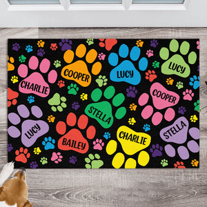 GeckoCustom Dog Bones and Paws Doormat Personalized Gift DA199 890071