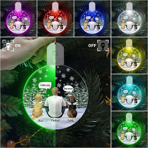 GeckoCustom Dog Dad Memorial Dog Circle Led Acrylic Ornament Personalized Gift HO82 893276 3 inches