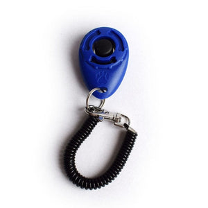 GeckoCustom Dog Training Clicker Pet Cat Plastic New Dogs Click Trainer Aid Tools Adjustable Wrist Strap Sound Key Chain Dog Supplies blue