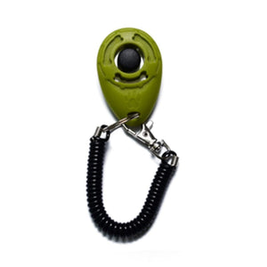 GeckoCustom Dog Training Clicker Pet Cat Plastic New Dogs Click Trainer Aid Tools Adjustable Wrist Strap Sound Key Chain Dog Supplies Army Green