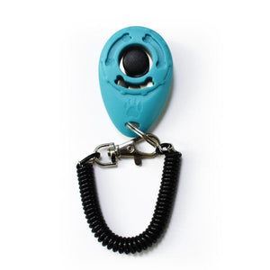 GeckoCustom Dog Training Clicker Pet Cat Plastic New Dogs Click Trainer Aid Tools Adjustable Wrist Strap Sound Key Chain Dog Supplies sky blue