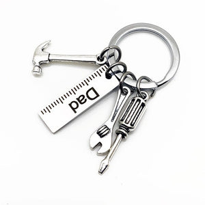 GeckoCustom Fashion Dad Letters Keychains Creative Hammer Screwdriver Wrench Keyring Handbag Decor Tassel Hanging Pendant Father's Day Gifts