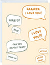 GeckoCustom Fathers Day Card for Dad Birthday, Anniversary Husband Him Grandpa Grandfather Stepdad Stepfather, Birthday Thank You Kawaii Greeting Card (Thanks for Feeding Me ...) Grandpa, I Love You! What? Huh? ...