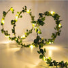 GeckoCustom Flower Green Leaf String Lights Artificial Vine Fairy Lights Battery Powered Christmas Tree Garland Light for Weeding Home Decor 1-Green leaf rattan / 2M 20LEDS