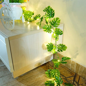 GeckoCustom Flower Green Leaf String Lights Artificial Vine Fairy Lights Battery Powered Christmas Tree Garland Light for Weeding Home Decor 10-Turtle Leaf / 2M 20LEDS