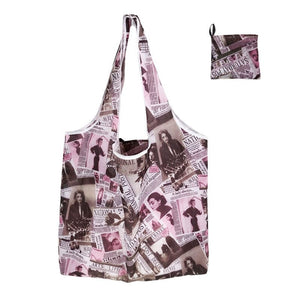 GeckoCustom Foldable Shopping Bag Reusable Travel Grocery Bag Eco-Friendly Cartoon Cat Dog Cactus Lemon Printing Tote Bag 26