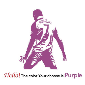 GeckoCustom Football Cristiano Ronaldo Vinyl Wall Sticker Soccer Athlete Ronaldo Wall Decals Art Mural For Kis Room Living Room Decoration Purple / M 28cm X 35cm