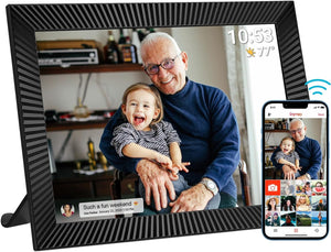 GeckoCustom FRAMEO 10.1 Inch Smart Wifi Digital Photo Frame 1280X800 IPS LCD Touch Screen, Auto-Rotate Portrait and Landscape, Built in 32GB Memory, Share Moments Instantly via Frameo App from Anywhere 10.1Inch Frameo 5.0