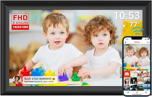 GeckoCustom FRAMEO 10.1 Inch Smart Wifi Digital Photo Frame 1280X800 IPS LCD Touch Screen, Auto-Rotate Portrait and Landscape, Built in 32GB Memory, Share Moments Instantly via Frameo App from Anywhere 15.6 Inch Frameo - Fhd