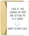 GeckoCustom Funny Stepdad Fathers Day Card from Step Son Daughter, Gifts for Bonus Dad, Happy Fathers Day for Step Dad For Stepdad