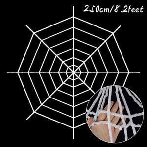 GeckoCustom Giant Spider Web Scary Props Horror Halloween Party Decorations 250cm white web