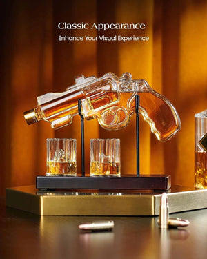 GeckoCustom Gifts for Men Dad, 9 Oz Whiskey Gun Decanter Set with Glasses, Unique Dad Birthday Gift Ideas from Daughter Son, Retirement Bar Stuff Gift for Father Him Brother,Cool Dispenser for Liquor Vodka