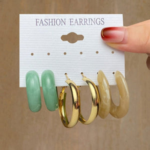 GeckoCustom Gold Color Pearl Hoop Earrings Set Metal Dangle Earrings Vintage Circle Geometric Twist for Women Girls Trendy Jewelry Gifts LY53533