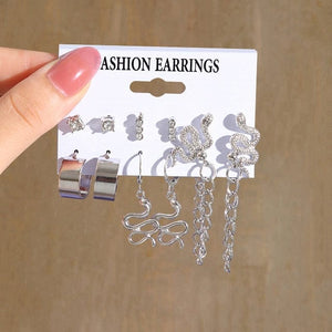 GeckoCustom Gold Color Pearl Hoop Earrings Set Metal Dangle Earrings Vintage Circle Geometric Twist for Women Girls Trendy Jewelry Gifts LY54715