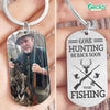 GeckoCustom Gone Hunting Be Back Soon To Go Fishing Hunter Metal Keychain HN590 No Gift box / 1.77" x 1.06"