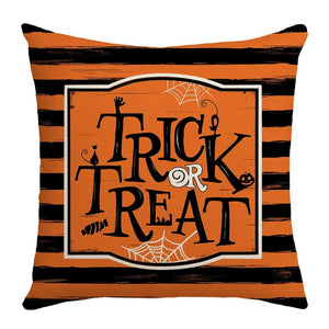 GeckoCustom 2023 Halloween Decoration Cushion Cover 18x18 Inches Linen Pillow Cover Cat Pumpkin Candy Print Pillowcases Couch Cushion Case 16 / 45x45cm
