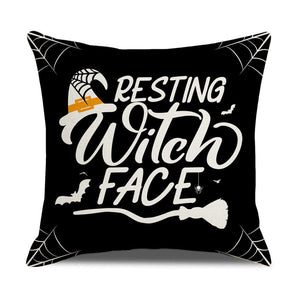 GeckoCustom Halloween Decorations Cushion Cover 45cm Linen Pillow Cover Funny Pumpkin Candy Cobweb Printed Pillow Case Home Decor Pillowcase 15 / 45x45cm