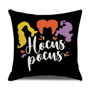 GeckoCustom Halloween Decorations Cushion Cover 45cm Linen Pillow Cover Funny Pumpkin Candy Cobweb Printed Pillow Case Home Decor Pillowcase 25 / 45x45cm