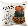 GeckoCustom Halloween Decorations Cushion Cover 45cm Linen Pillow Cover Funny Pumpkin Candy Cobweb Printed Pillow Case Home Decor Pillowcase