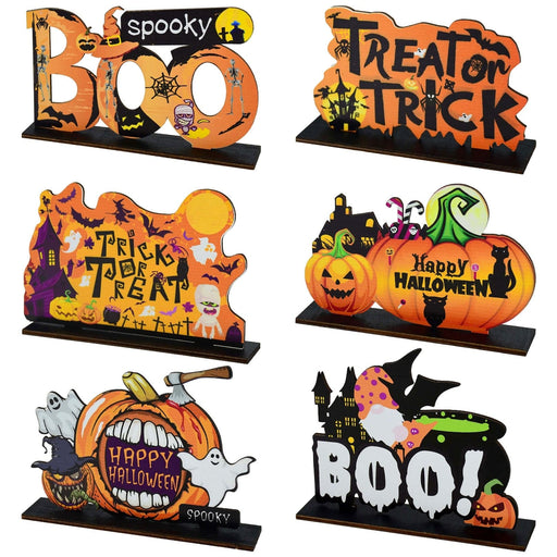 GeckoCustom Halloween Wooden Ornaments Pumpkin Ghost Trick or Treat Pendants Halloween Party Decoration for Home Door Hanging Signs Kids Toy
