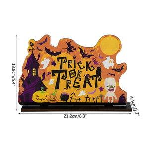 GeckoCustom Halloween Wooden Ornaments Pumpkin Ghost Trick or Treat Pendants Halloween Party Decoration for Home Door Hanging Signs Kids Toy F