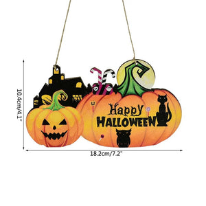 GeckoCustom Halloween Wooden Ornaments Pumpkin Ghost Trick or Treat Pendants Halloween Party Decoration for Home Door Hanging Signs Kids Toy G
