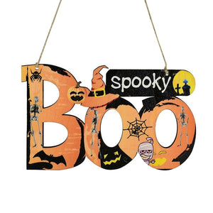 GeckoCustom Halloween Wooden Ornaments Pumpkin Ghost Trick or Treat Pendants Halloween Party Decoration for Home Door Hanging Signs Kids Toy