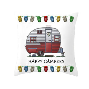 GeckoCustom Happy Camper Pillow Case Owl Camper Throw Pillow Case Cover Decorative Pillowcases 45*45CM Car Pillowcase hoofdkussen almohada 15 / 450*450mm