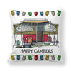 GeckoCustom Happy Camper Pillow Case Owl Camper Throw Pillow Case Cover Decorative Pillowcases 45*45CM Car Pillowcase hoofdkussen almohada 4 / 450*450mm