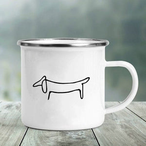 GeckoCustom I Love Dachshunds Printed Enamel Mug Creative Glass Coffee Drinks Dessert Milk Cup Glass Vintage Heatable Handle Drinkware Gifts XH197-A015WH-8 / 360ML