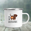 GeckoCustom I Love Dachshunds Printed Enamel Mug Creative Glass Coffee Drinks Dessert Milk Cup Glass Vintage Heatable Handle Drinkware Gifts