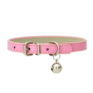GeckoCustom Leather Small Dog Cat Collar with Bell