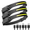 GeckoCustom LED Induction Headlamp Camping Search Light USB Rechargeable 3 PCS