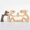 GeckoCustom Man And His Fur-Friend - Gift For Pet Lovers Wood Sculpture T286 HN590 Couple & Puppy