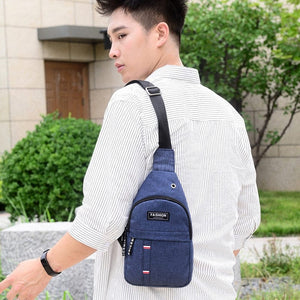 GeckoCustom Men Chest Bags Casual Waist Bags USB Charging Earphones Cable Hole Crossbody Bags Shoulder Nylon Waist Packs Sling Bag