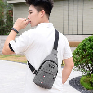 GeckoCustom Men Chest Bags Casual Waist Bags USB Charging Earphones Cable Hole Crossbody Bags Shoulder Nylon Waist Packs Sling Bag