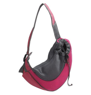 GeckoCustom Mesh Oxford Pet Outdoor Travel Pet Puppy Carrier Handbag Pouch Single Shoulder Bag Sling Mesh Comfort Travel Tote Shoulder Bag Fabric rose red / S