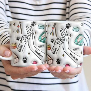 GeckoCustom Mom And Cat High Five Hand 3D Mug Personalized Gift TH10 890899