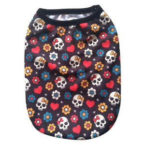 GeckoCustom New Summer Pet Dog Vest Cat Clothes Cartoon Skull Vest Clothes For Dogs Cat T-shirt Soft Puppy Dogs Clothing Shirt Vest 2XS-5XL 6 / XS