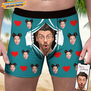 GeckoCustom Personalized Face Hands White Men's Boxer Briefs DA199 889344